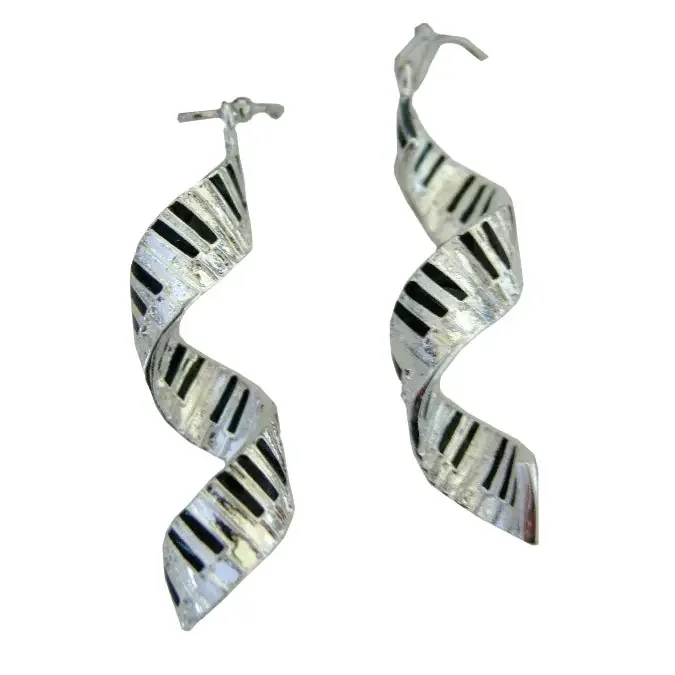 Silver-Plated Spiral Keyboard Earrings – Music Gits