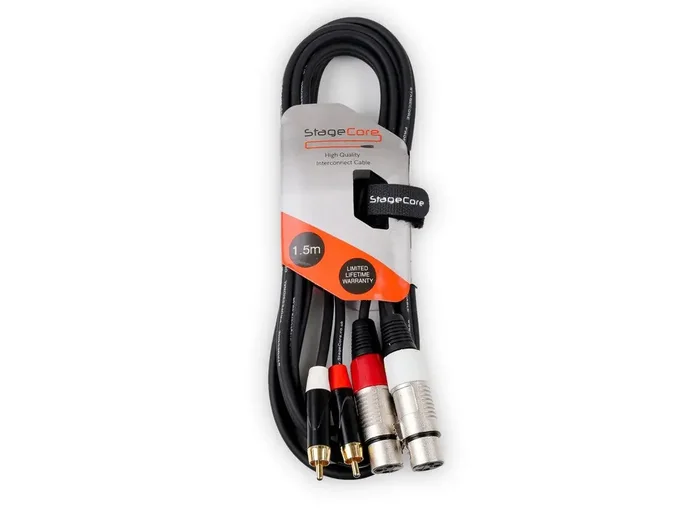 Stagecore 1.5m 2x Female XLR – 2x Male RCA Cable