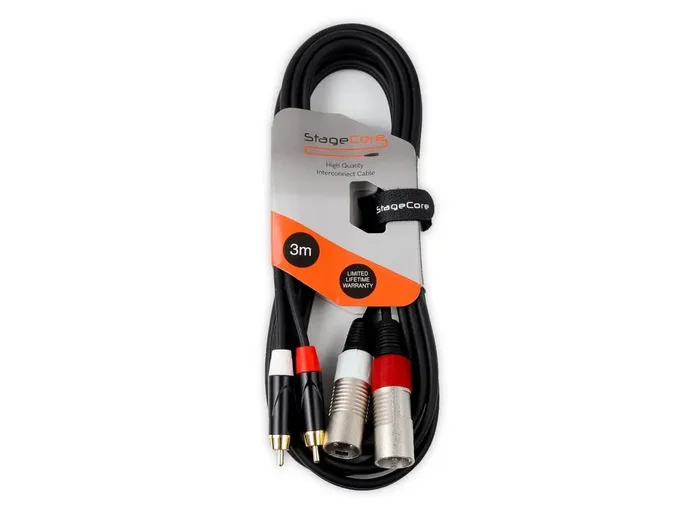 Stagecore 3m 2x Male XLR – 2x Male RCA Cable