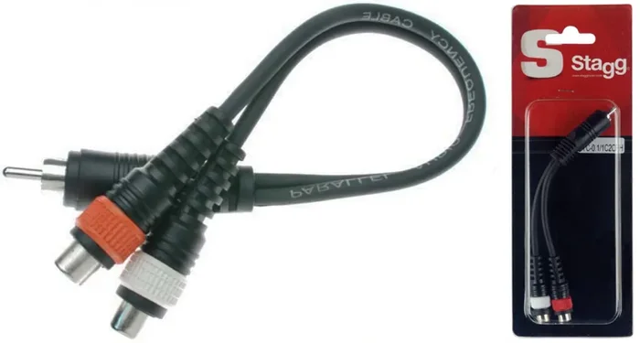 Stagg 1 x Male RCA Jack/2 x Female Plug RCA Adaptor