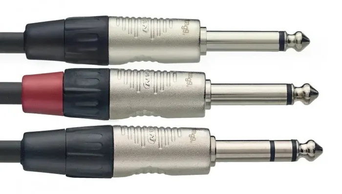 Stagg NYC1/PS2PR 1M / 3FT 6.35mm Stereo Jack – 2x 6.35mm Mono Jack Cable