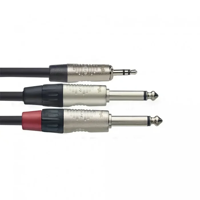 Stagg (NYC2/MPS2PR) 2M / 6FT 3.5mm Stereo Jack – 2x 6.35mm Mono Jack Cable