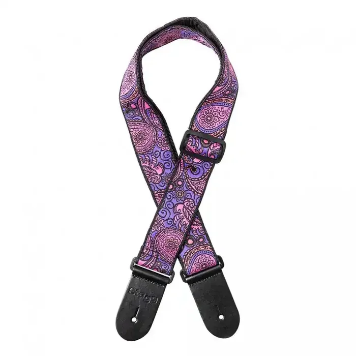 Stagg Paisley Guitar Strap – Pink 1