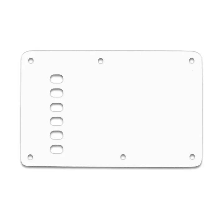 Strat Backplate Vintage – Thin Shiny White .060″ / 1.52mm Thickness, No Bevelled Edge
