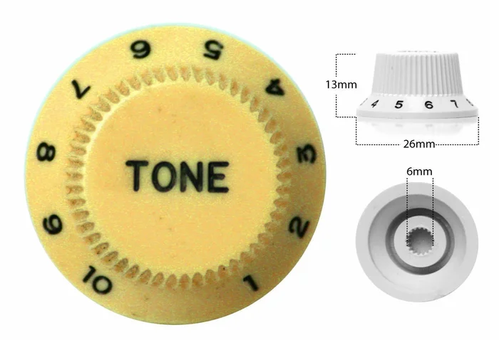 Strat Style Control Tone Knob For Electric Guitar Japanese Creme