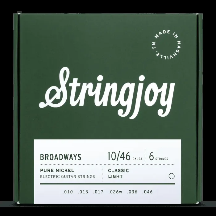Stringjoy Broadways 10-46 Pure Nickel Electric Guitar Strings