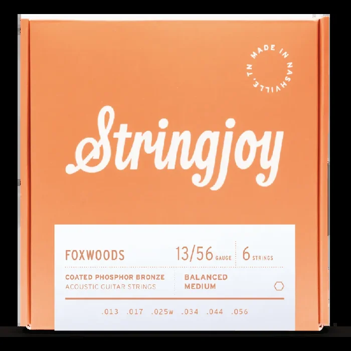 Stringjoy Foxwoods Coated Phosphor Bronze 13-56 Acoustic Guitar Strings, Medium