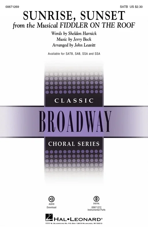 Sunrise Sunset From Fiddler On The Roof Satb Octavo