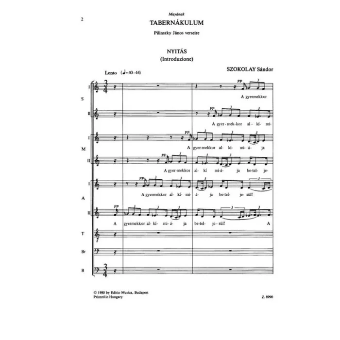 Szokolay Sándor – Tabernákulum – Chorus cycle