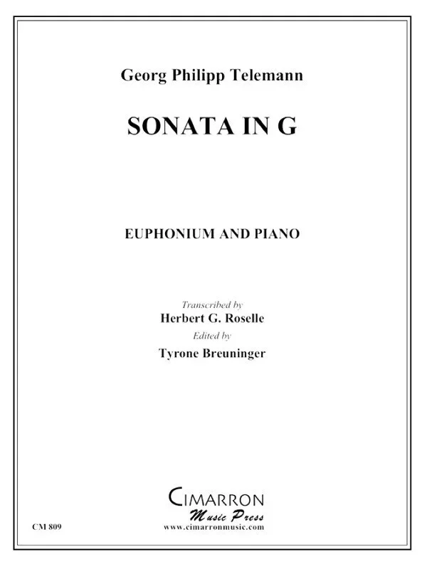 Telemann – Sonata In G Euphonium/Piano Arr Roselle (Softcover Book)