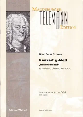 Telemann Concerto in G Minor “Harrach Konzert” for Treble Recorder, Strings and Basso Continuo – Score