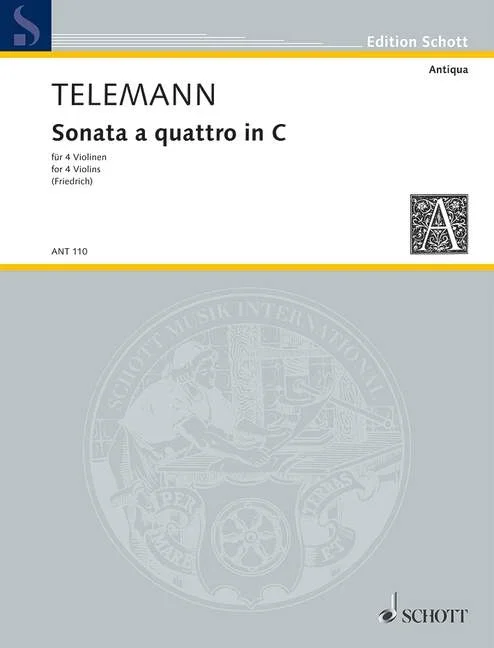 Telemann, Georg Philipp : Telemann, Georg Philipp : Sonata a quattro in C, – 4 violins – Schott Digital