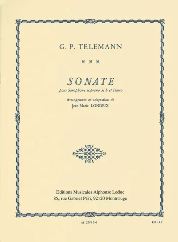 Telemann : Sonata C Minor: Soprano Or Tenor Sax & Piano (Leduc)