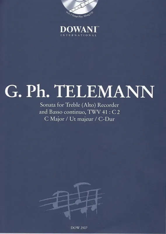 Telemann Sonata in C Major for Treble Recorder and Basso Continuo – with 3 Tempi Play Along CD