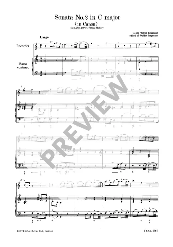 Telemann Sonata No. 2 in C major for Treble Recorder and Continuo