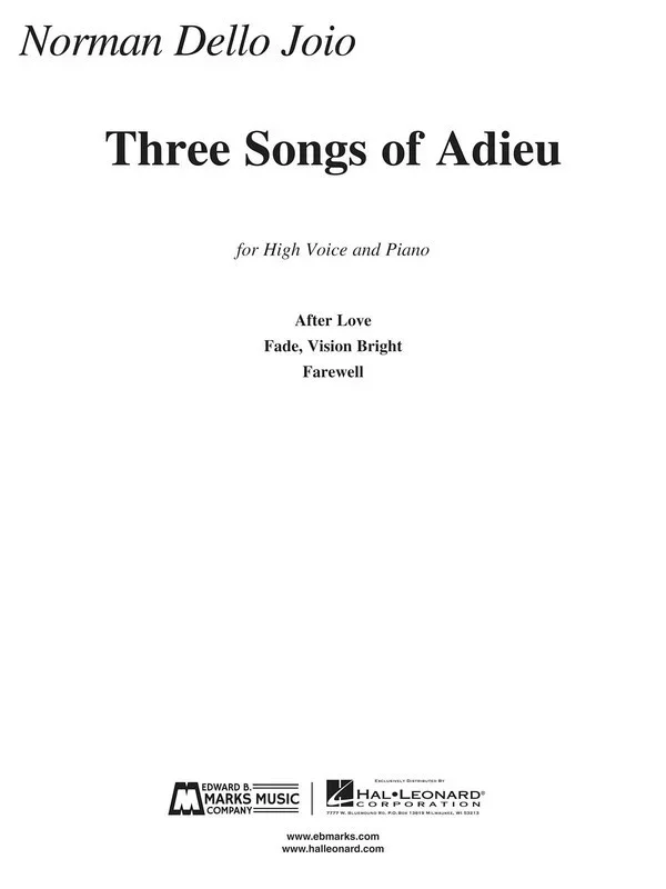Three Songs Of Adieu High Voice/Piano (Softcover Book)