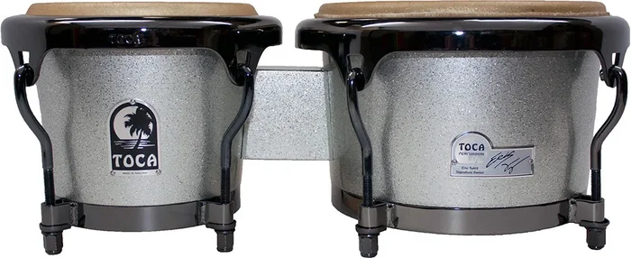 Toca Signature Series 7 & 9″ Eric Velez Wooden Bongos in Gun Metal Glitter
