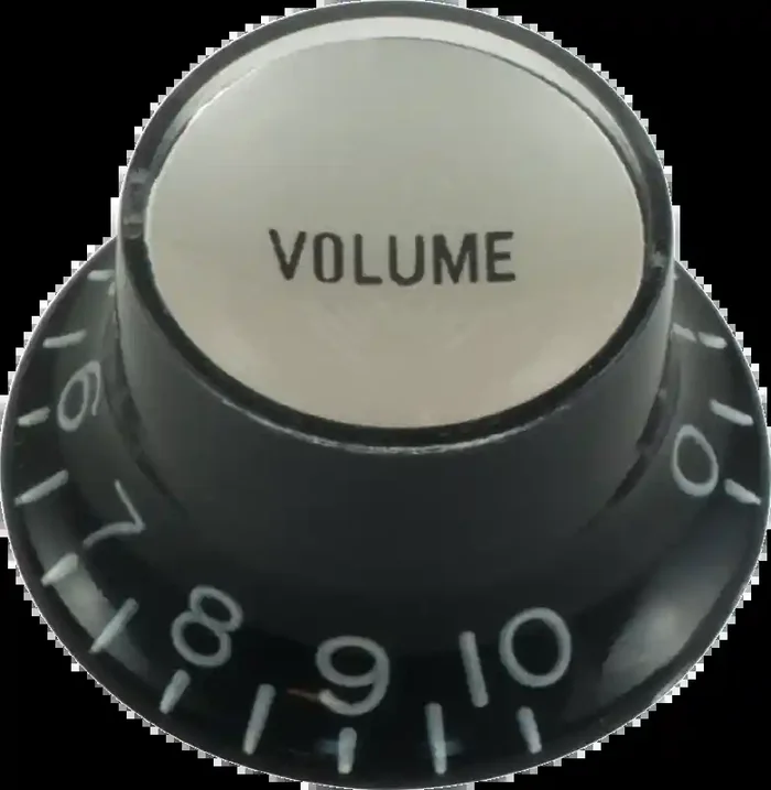 Top Hat Volume Knob Black with Silver Cap, Gibson Style