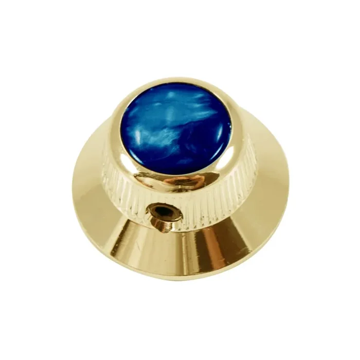 UFO knob – Abalone Shell cap – Blue / Gold base