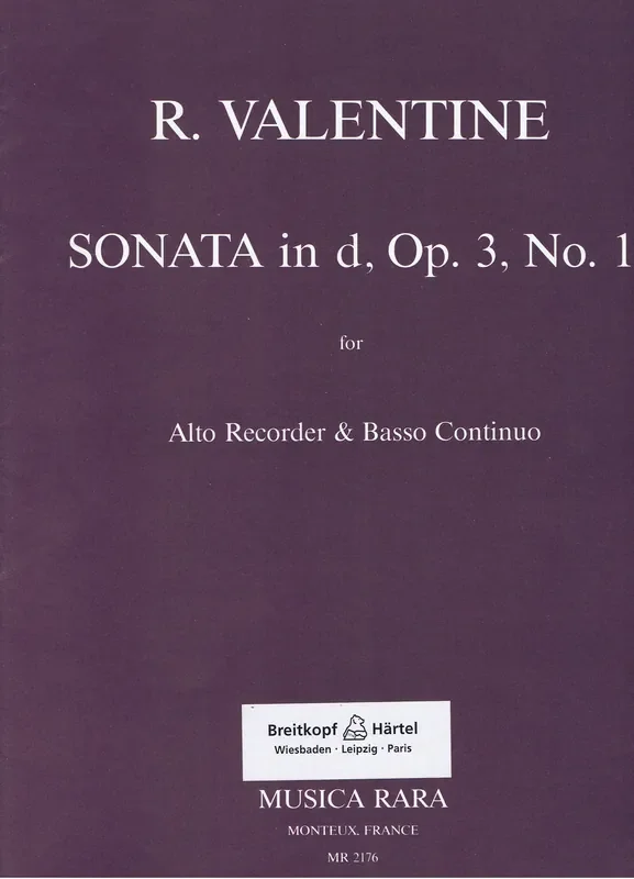 Valentine Sonata in D Minor for Treble Recorder and Basso Continuo