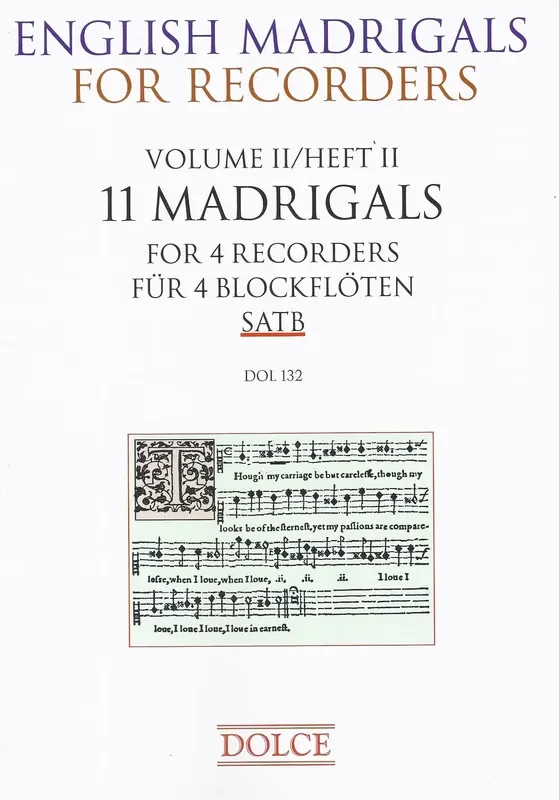 Various 11 English Madrigals for 4 Recorders