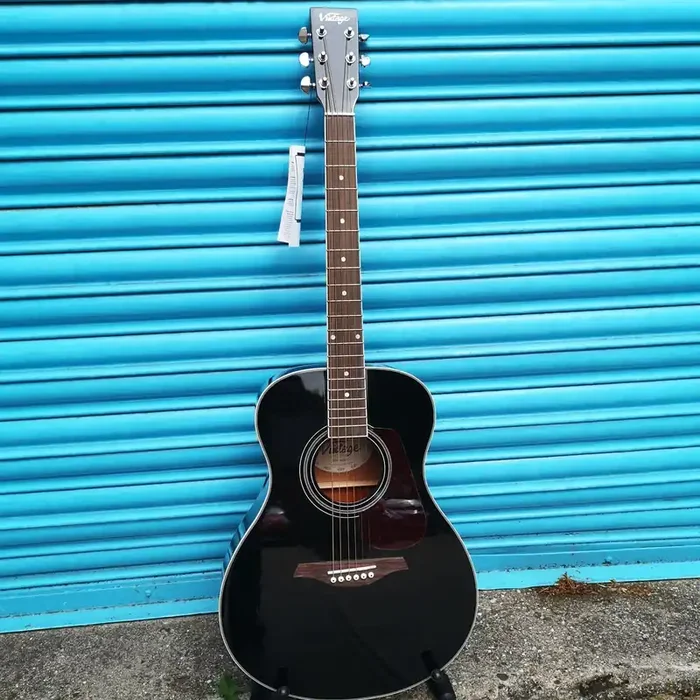 Vintage V300 Acoustic Folk Guitar Package (inc. gigbag, Strap, Tuner, Pics & Spare Strings)
