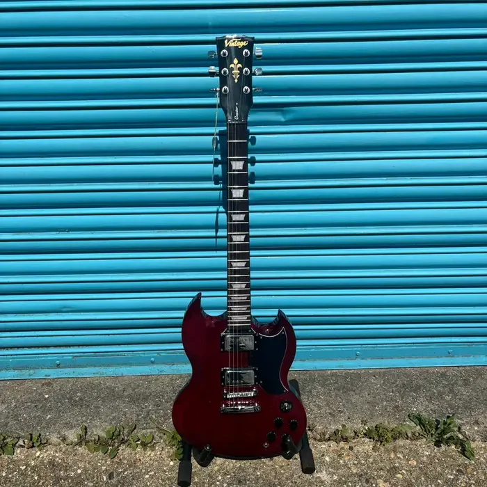 Vintage V69 SG Style Electric Guitar Cherry Red