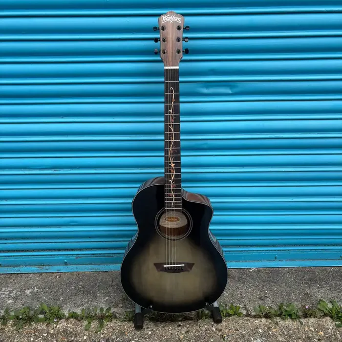 Washburn VITE S9V Bella Tono Studio Cutaway Electro Acoustic Guitar Gloss Charcoal Burst