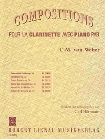 Weber : Concertino Eb Major Op.26: Clarinet & Piano (Ricordi)