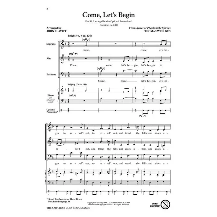 Weelkes, Thomas – The SAB Choir Goes Renaissance