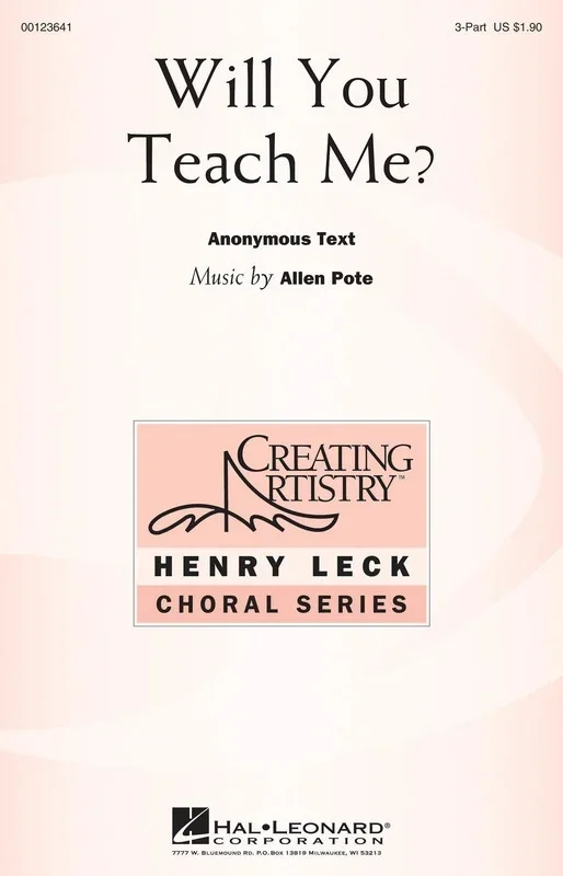 Will You Teach Me? 3 Part Treble (Octavo)