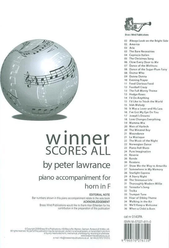 Winner Scores All For F Horn Piano Accomp (Softcover Book)
