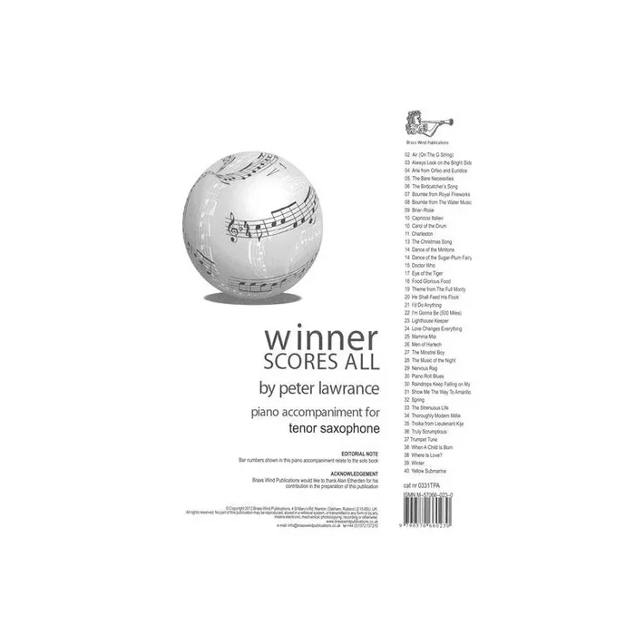 Winner Scores All for Tenor Saxophone, Piano Accompaniment