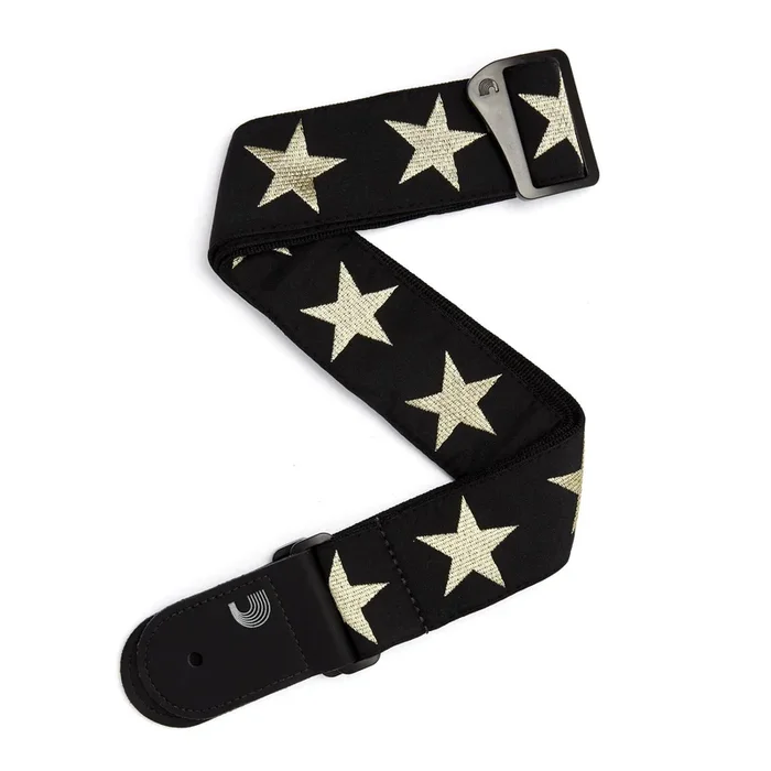 Woven Guitar Strap, Gold Star, by D’Addario