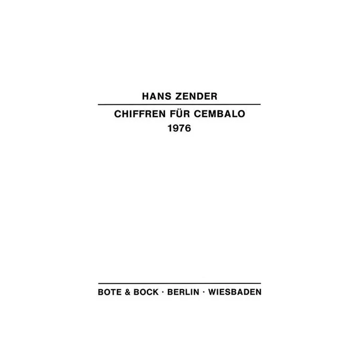 Zender, Hans – Chiffren